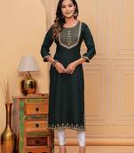 Rayon sequence embroidered solid a-line designer ethnic wear & festive wear kurti for womens & girls