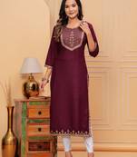 Rayon sequence embroidered solid a-line Kurta set