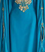 Aqua Blue Georgette Zari Work Kaftan 