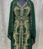 Green Georgette Zari Work Kaftan