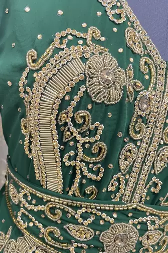 Green Georgette Zari Work Kaftan