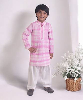 Pink tie and dye kurta with salwar 1