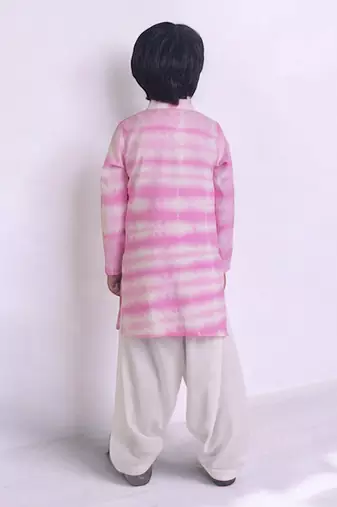 Pink tie and dye kurta with salwar