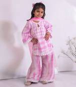 Pink tie and dye kurti sharara set