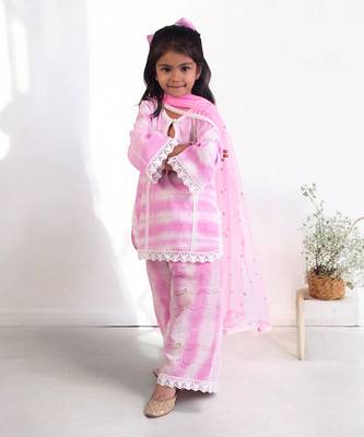 Pink tie and dye kurti sharara set 2