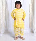 Yellow tie and dye kurta with dhoti