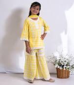 Yellow tie and dye kurti sharara set