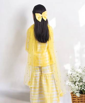 Yellow tie and dye kurti sharara set 2
