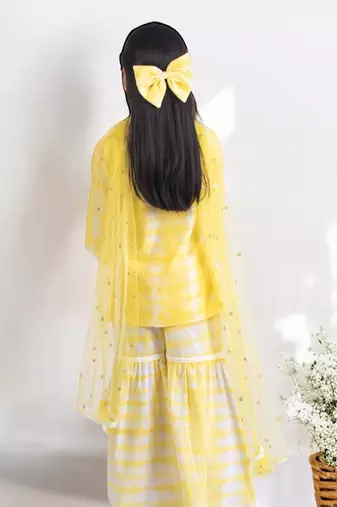 Yellow tie and dye kurti sharara set