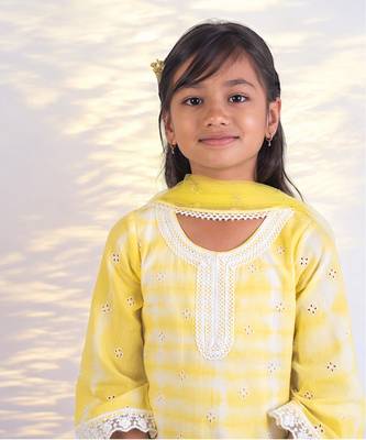 Yellow tie and dye kurti sharara set 3