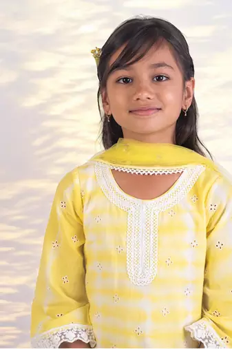 Yellow tie and dye kurti sharara set