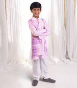 Lilac tie and dye attached jacket with kurta and pant