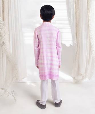 Lilac tie and dye attached jacket with kurta and pant 3