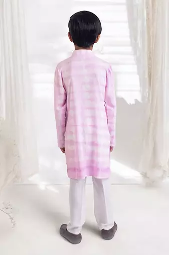 Lilac tie and dye attached jacket with kurta and pant