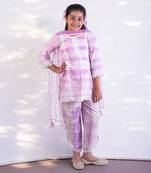 Lilac tie and dye kurti with pant