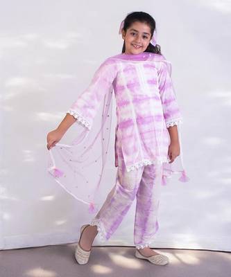 Lilac tie and dye kurti with pant 2