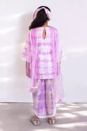 Lilac tie and dye kurti with pant