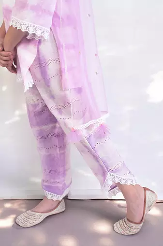 Lilac tie and dye kurti with pant