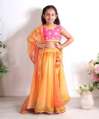 Orange organza lehenga choli set 1