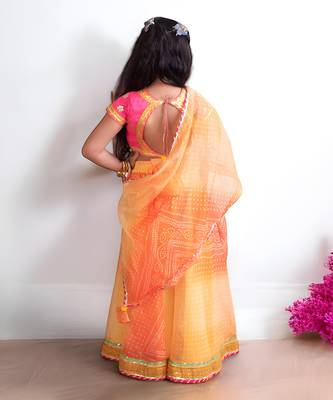 Orange organza lehenga choli set 2