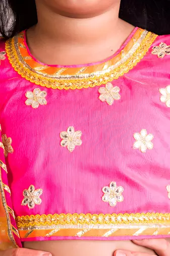 Orange organza lehenga choli set