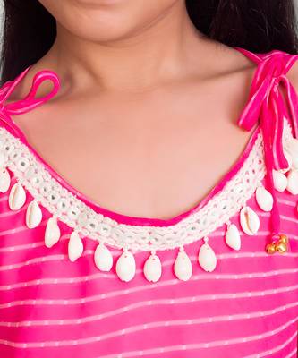 Pink bandhej top with skirt 3