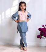 Blue denim kurti with pant