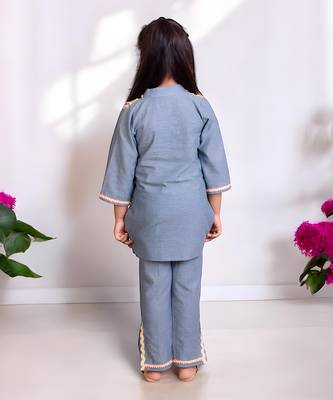 Blue denim kurti with pant 2