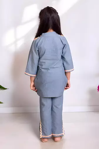 Blue denim kurti with pant