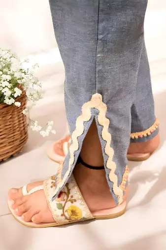 Blue denim kurti with pant