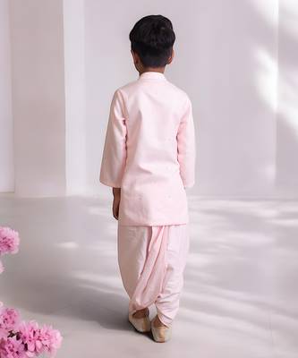 Pink mukesh work kurta with dhoti 2