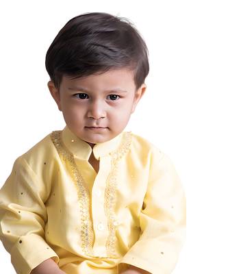 Yellow mukesh work kurta with dhoti 4