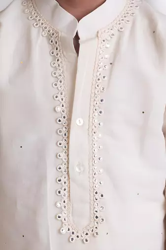 Off white mukesh work kurta with pant