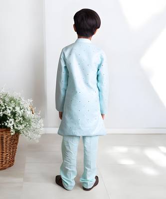 Blue mukesh work kurta with pant 2