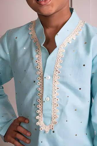 Blue mukesh work kurta with pant