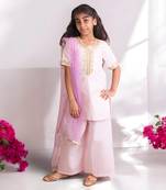 Pink mukesh work kurti with sharara