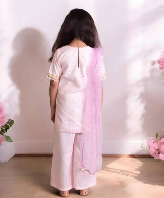 Pink mukesh work kurti with sharara 2