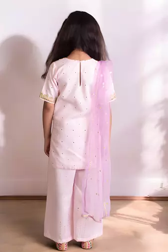 Pink mukesh work kurti with sharara