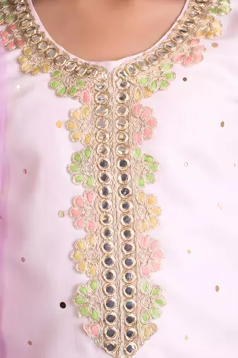 Pink mukesh work kurti with sharara