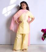 Yellow mukesh work kurti with sharara