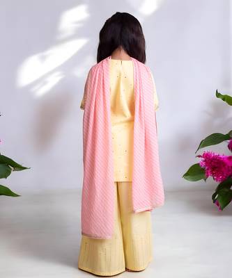 Yellow mukesh work kurti with sharara 3