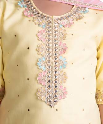 Yellow mukesh work kurti with sharara 4