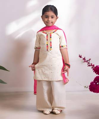 Off white mukesh work kurti with sharara 1