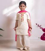 Off white mukesh work kurti with sharara