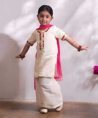 Off white mukesh work kurti with sharara 3