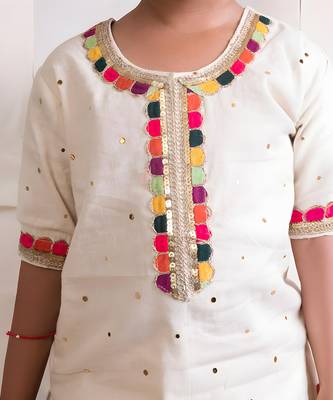 Off white mukesh work kurti with sharara 5