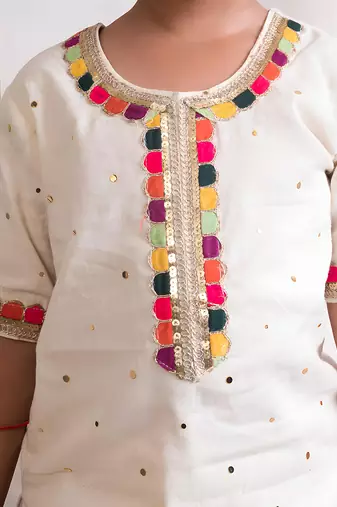 Off white mukesh work kurti with sharara