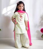 Green mukesh work kurti with sharara