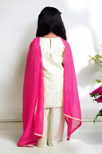 Green mukesh work kurti with sharara