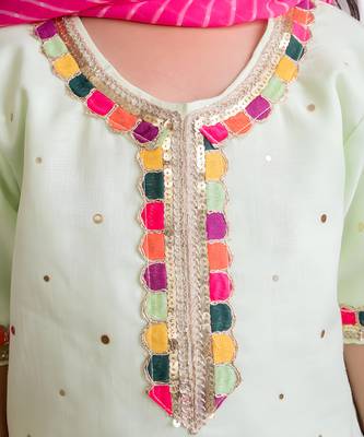 Green mukesh work kurti with sharara 5
